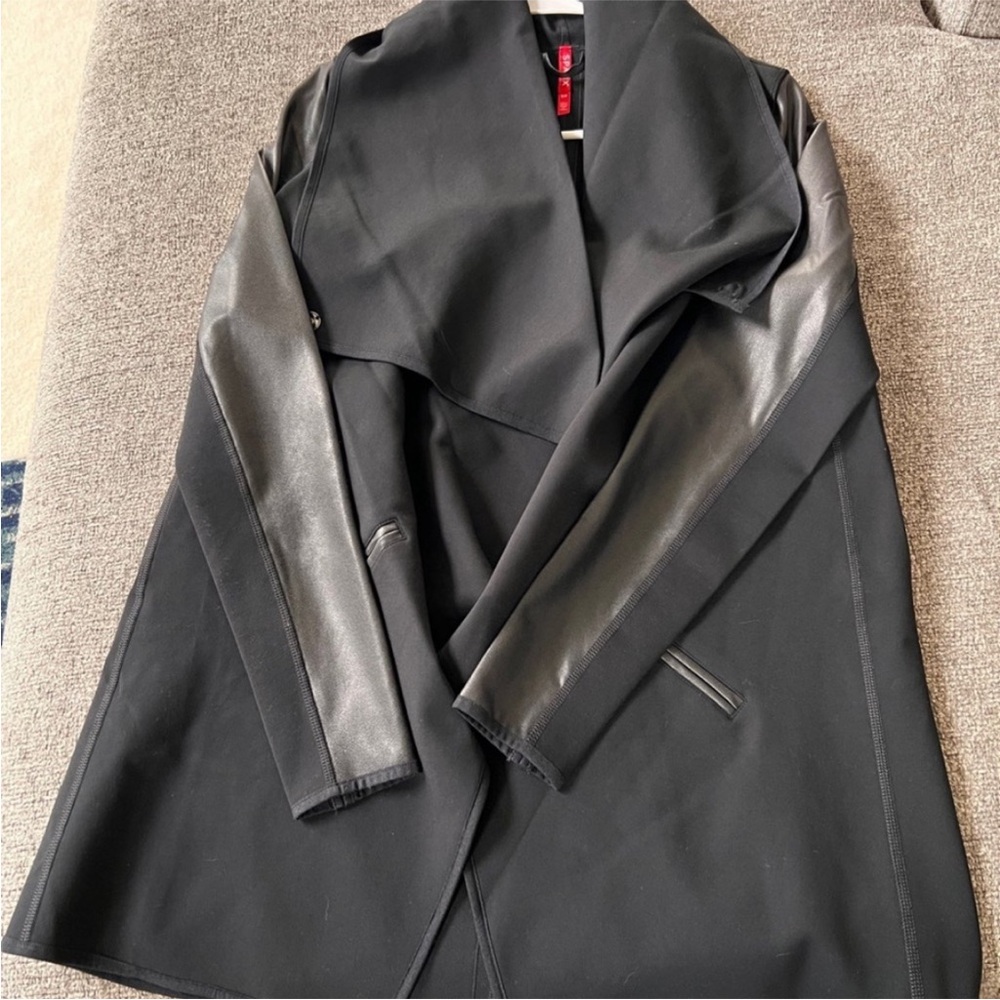 NWOT Spanx Faux Leather Drape Front Style Jacket